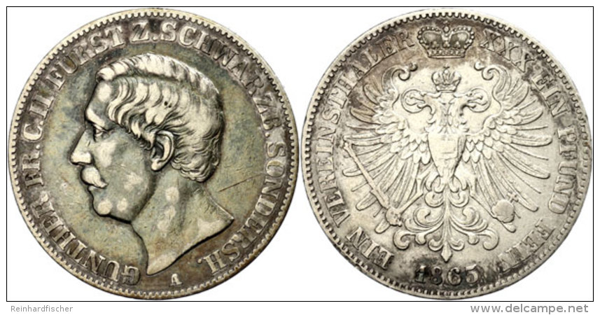 Taler, 1865, Günther Friedrich Carl II., AKS 38, J. 75, Ss.  SsThaler, 1865, Günther Frederic Carl... - Sonstige & Ohne Zuordnung