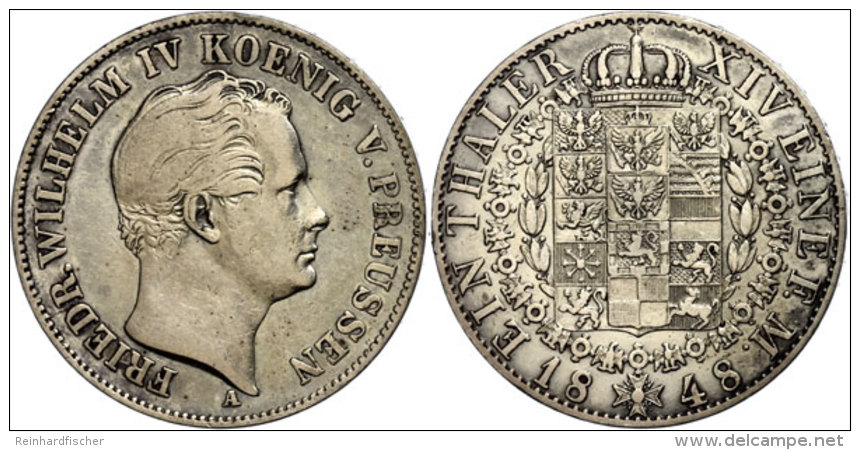 Taler, 1848, Friedrich Wilhelm IV., AKS 74, J. 73, Ss-vz.  Ss-vzThaler, 1848, Frederic Wilhelm IV., Picture... - Autres & Non Classés