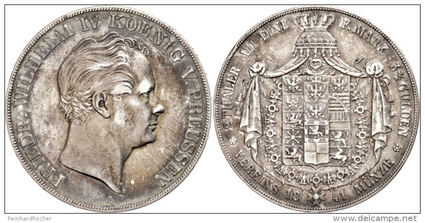 Doppeltaler, 1841, Friedrich Wilhelm IV., AKS 69, Ss+.  Double Taler, 1841, Frederic Wilhelm IV., Picture... - Autres & Non Classés