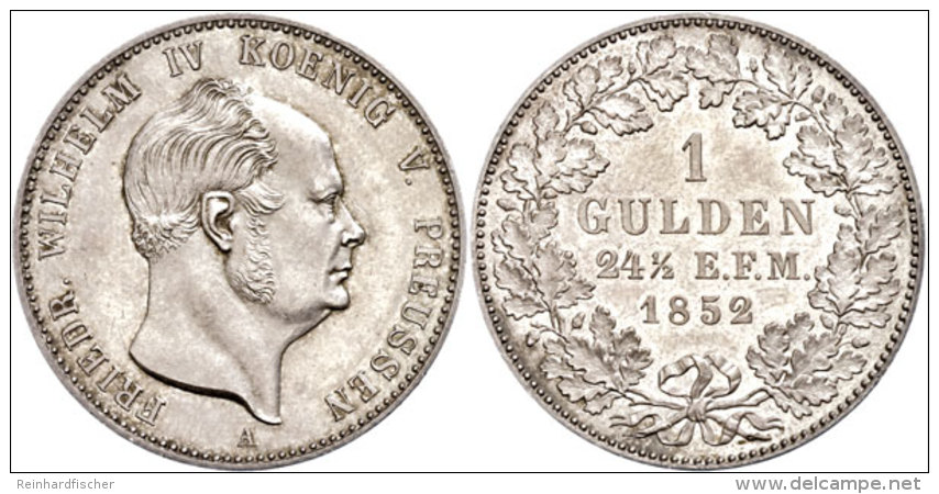 Gulden, 1852, Friedrich Wilhelm IV., AKS 20, J. 23, Vz+.  Guilder, 1852, Frederic Wilhelm IV., Picture... - Autres & Non Classés