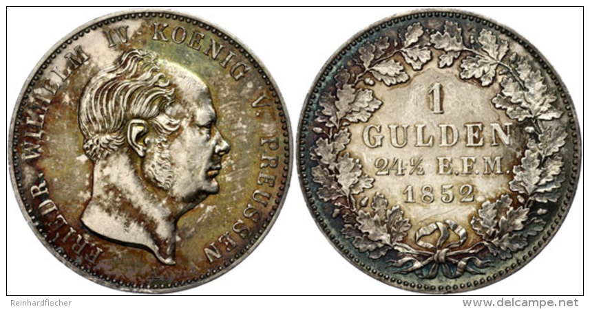 1 Gulden, 1852, Friedrich Wilhelm IV. König Von Preussen, AKS 20, J. 23, Vz.  Vz1 Guilder, 1852, Frederic... - Otros & Sin Clasificación