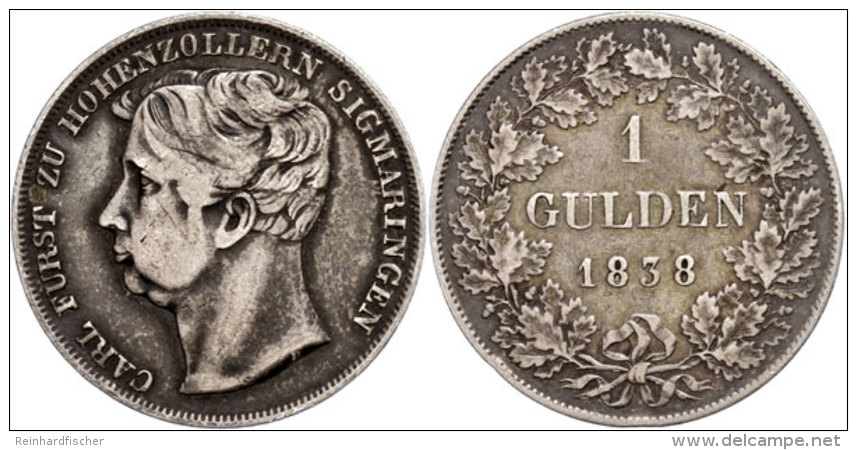 Gulden, 1838, Carl, AKS 11, J. 13a, Kl. Rf., Ss.  SsGuilder, 1838, Carl, Picture Postcards 11, J. 13a, Small... - Autres & Non Classés