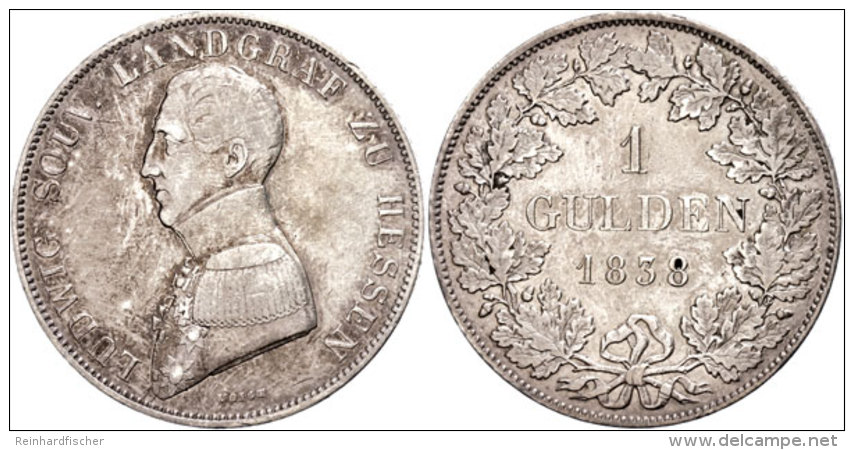 1 Gulden, 1838, Ludwig Wilhelm Friedrich, AKS 164, J. 2, Ss.  Ss1 Guilder, 1838, Ludwig Wilhelm Frederic,... - Otros & Sin Clasificación