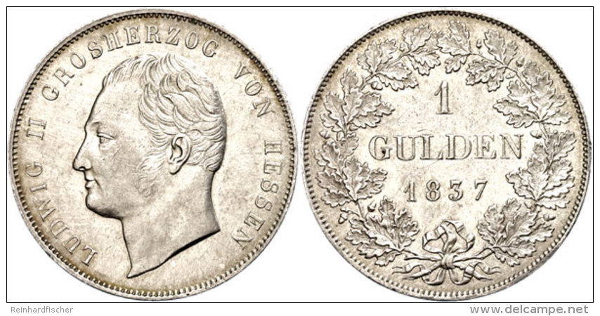 1 Gulden, 1837, Ludwig II., AKS 103, J. 38a, Kleiner Randfehler, Ss-vz.  Ss-vz1 Guilder, 1837, Ludwig II.,... - Autres & Non Classés