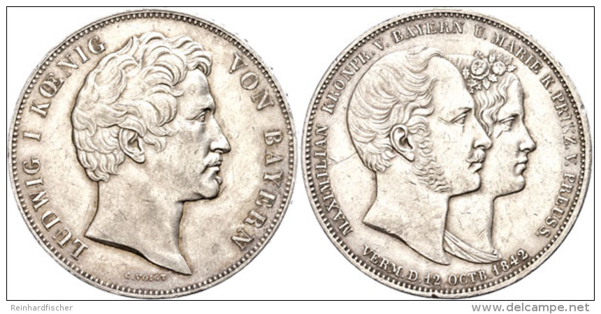 Geschichtsdoppeltaler, 1842, Ludwig I., AKS 104, J. 72, Kl. Rf., Ss-vz.  Ss-vzHistorical Double Thaler, 1842,... - Otros & Sin Clasificación