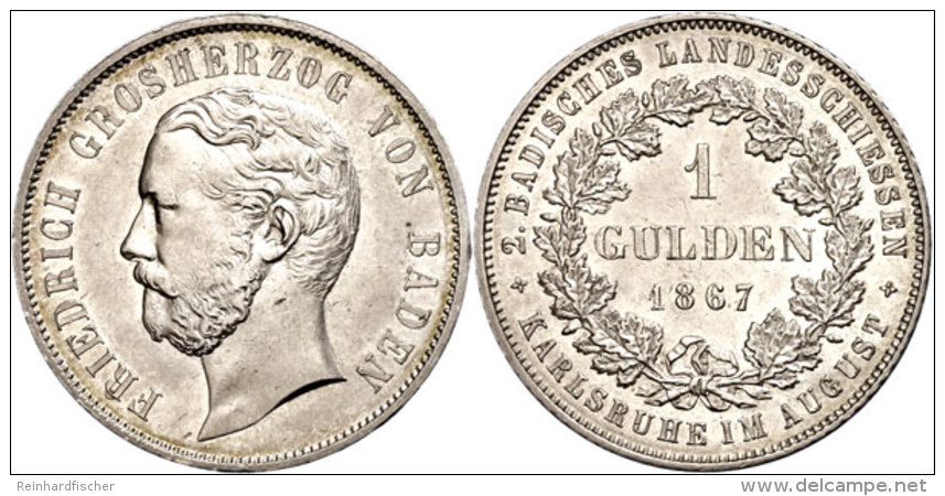 1 Gulden, 1867, Friedrich I. Auf Das 2. Badische Landesschiessen Karlsruhe, AKS 138, J. 84, Vz.  Vz1 Guilder,... - Autres & Non Classés