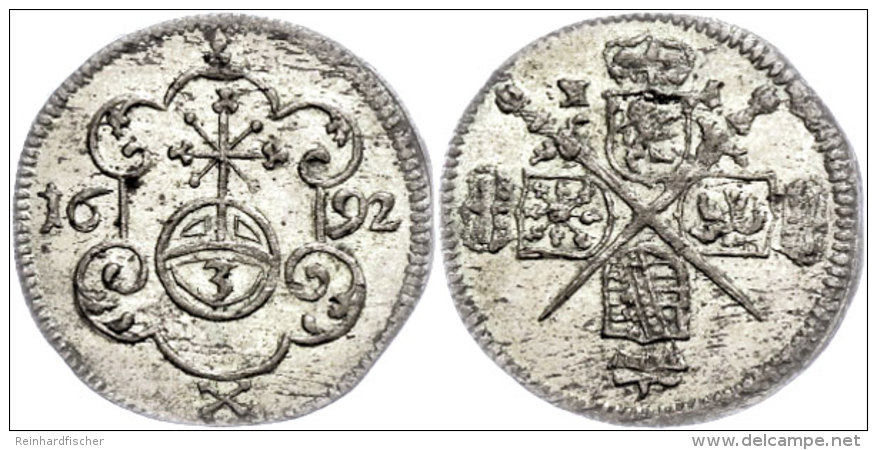 3 Pfennig, 1692, Johann Georg IV., Marseburger 1350, Kohl 337, Vz-st.  Vz-st3 Penny, 1692, Johann Georg IV.,... - Autres & Non Classés
