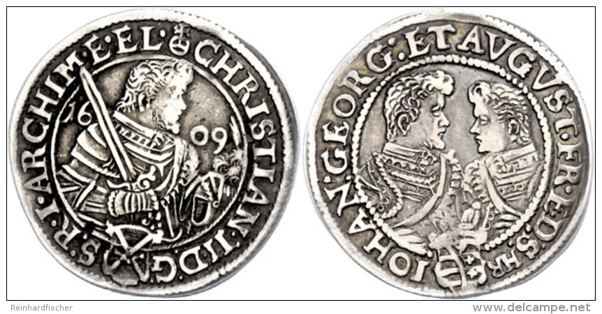 1/4 Taler, 1608, Christian II., Johann Georg I. Und August, Keilitz/Kahnt Kohl 109, Ss+.  1 / 4 Thaler, 1608,... - Otros & Sin Clasificación