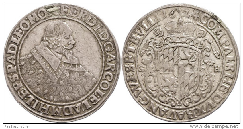 Taler, 1624, Ferdinand Von Bayern,  Dav. 5406 Mehl 552, Henkelspur, Schöne Dunkle Patina, Ss.  SsThaler,... - Autres & Non Classés