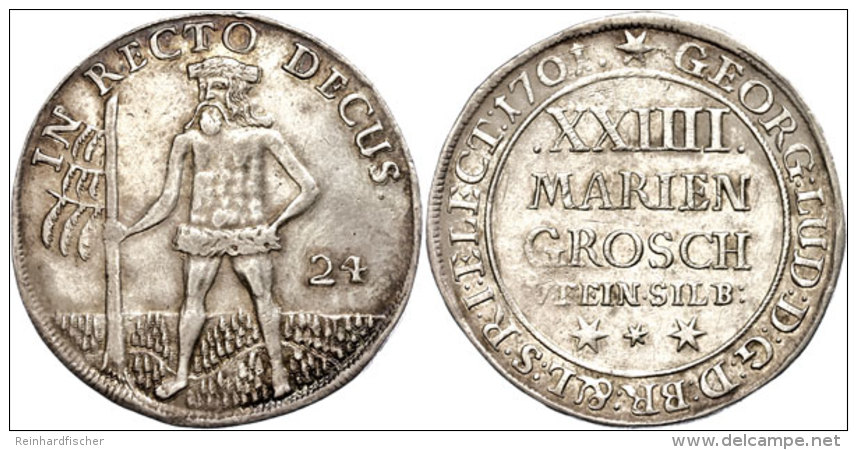 24 Mariengroschen, 1701, Georg Ludwig, Ss.  Ss24 Marian Penny, 1701, Georg Ludwig, Very Fine.  Ss - Autres & Non Classés