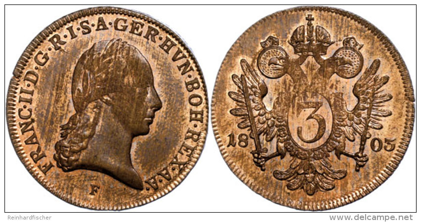 3 Kreuzer, 1803, Franz II., F, Schrötlingsfehler, St.  St3 Cruiser, 1803, Francis II., F, Planchet Fault,... - Autriche