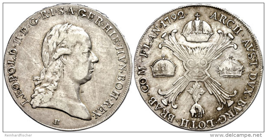 Taler, 1792, Leopold II., Günzburg, Herinek 43, Ss.  SsThaler, 1792, Leopold II., Günzburg, Herinek... - Austria
