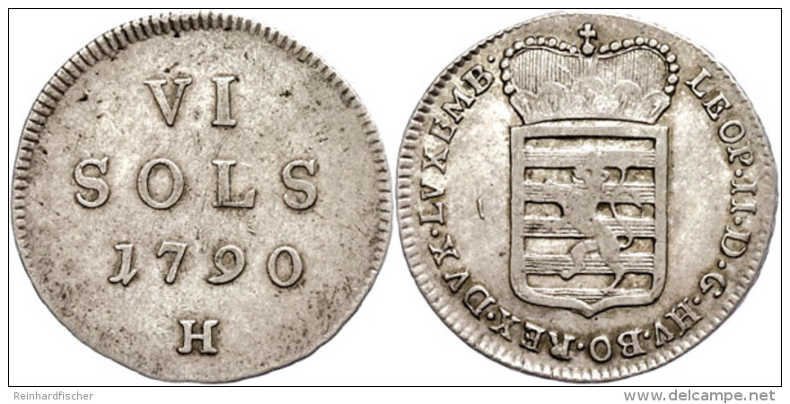 6 Sols, 1790, Leopold II., Günzburg, Für Luxemburg, Ss.  Ss6 Sols, 1790, Leopold II., Günzburg,... - Austria