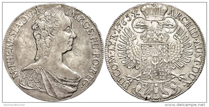 Taler, 1765, Maria Theresia, Wien, Ss.  SsThaler, 1765, Maria Theresia, Vienna, Very Fine.  Ss - Autriche