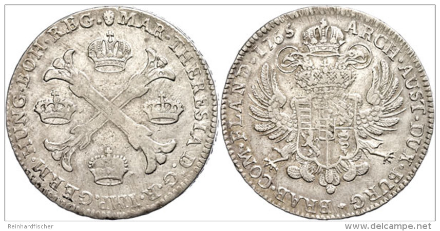 Taler, 1765, Maria Theresia, Brüssel, Ss.  SsThaler, 1765, Maria Theresia, Brüssel, Very Fine.  Ss - Austria