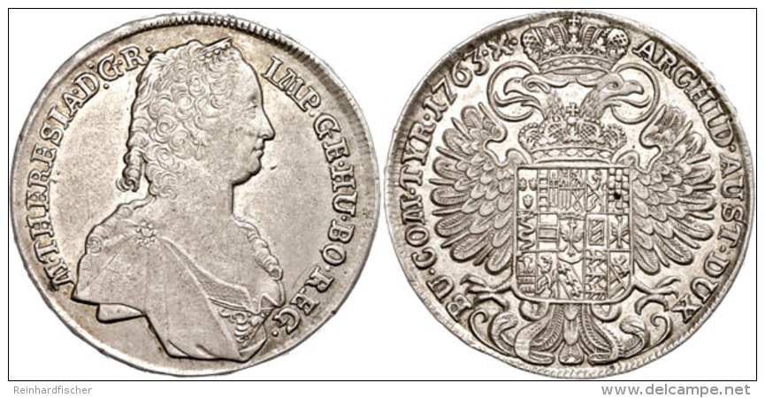 Taler, 1763, Maria Theresia, Hall, F. Vz.  Thaler, 1763, Maria Theresia, Hall, F. Extremley Fine - Autriche