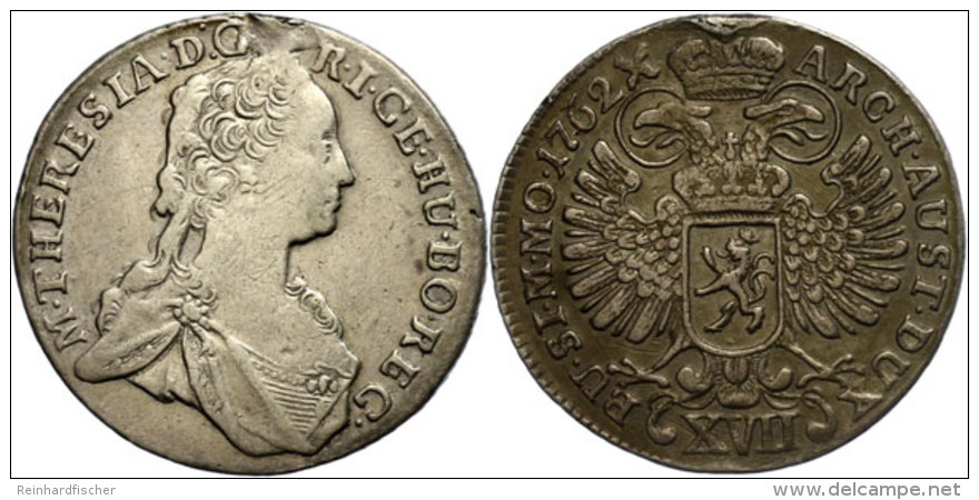 17 Kreuzer, 1762, Maria Theresia, Prag, Hsp., Ss.  Ss17 Cruiser, 1762, Maria Theresia, Prague, Hsp., Very Fine.... - Austria
