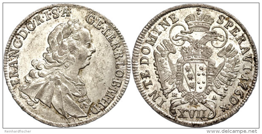 17 Kreuzer, 1760, Franz I., Vz+.  17 Cruiser, 1760, Francis I., Extremly Fine . - Autriche