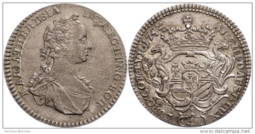 1/4 Taler, 1742, Maria Theresia, Hall, Schöne Tönung, F. Vz.  1 / 4 Thaler, 1742, Maria Theresia,... - Autriche