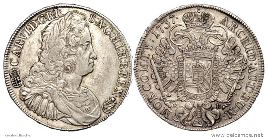 Taler, 1737, Karl VI., KB, Dav. 1062, Ss+.  Thaler, 1737, Karl VI., KB, Dav. 1062, Very Fine. - Austria