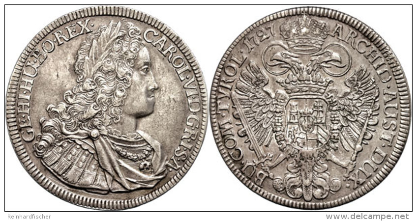 Taler, 1727, Karl VI., Hall, Dav. 1054, Ss.  SsThaler, 1727, Karl VI., Hall, Dav. 1054, Very Fine.  Ss - Austria