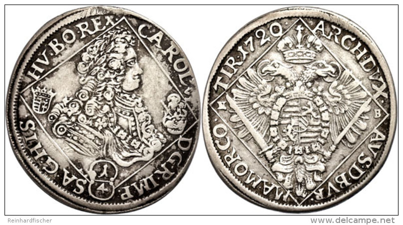 1/4 Taler, 1734, Karl VI., Neustadt, Ss.  Ss1 / 4 Thaler, 1734, Karl VI., Neustadt, Very Fine.  Ss - Austria