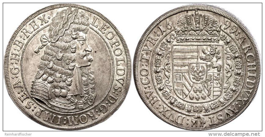 Taler, 1699, Leopold I., Hall, Dav. 3245, Prägeglanz, Vz-st.  Vz-stThaler, 1699, Leopold I., Hall, Dav.... - Austria