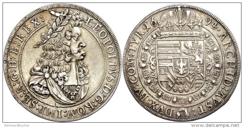 Taler, 1694, Leopold I., Hall, Löwenkopfschulter, Herinek 640, Stempelbruch, Ss-vz.  Ss-vzThaler, 1694,... - Autriche