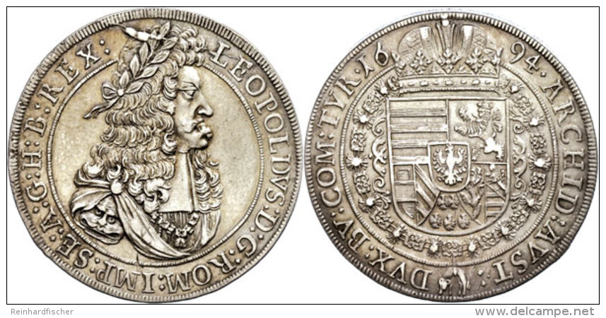 Taler, 1694, Leopold I., Hall, Löwenkopfschulter, Herinek 640, Stempelbruch, Ss-vz.  Ss-vzThaler, 1694,... - Oesterreich