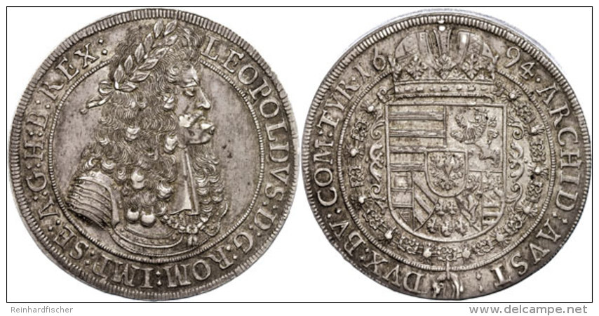 Taler, 1694, Leopold I., Hall, Dav. 3245, Schöne Patina, Ss-vz.  Ss-vzThaler, 1694, Leopold I., Hall, Dav.... - Autriche