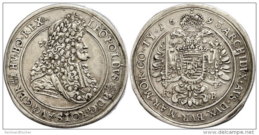 Taler, 1693, Leopold I., Kremnitz, Ss.  SsThaler, 1693, Leopold I., Kremnitz, Very Fine.  Ss - Austria