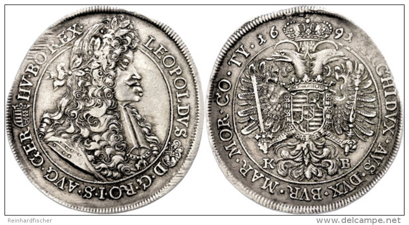 Taler, 1691, Leopold I., Kremnitz, Dav. 3261, Avers Etwas Justiert, Ss.  SsThaler, 1691, Leopold I., Kremnitz,... - Oesterreich