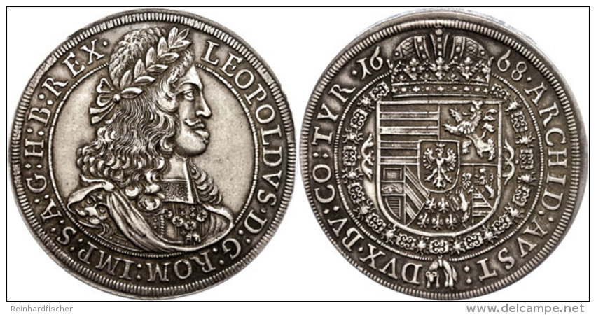 Taler, 1668, Leopold I., Hall, Löwenkopfschulter, Ss.  SsThaler, 1668, Leopold I., Hall,... - Austria