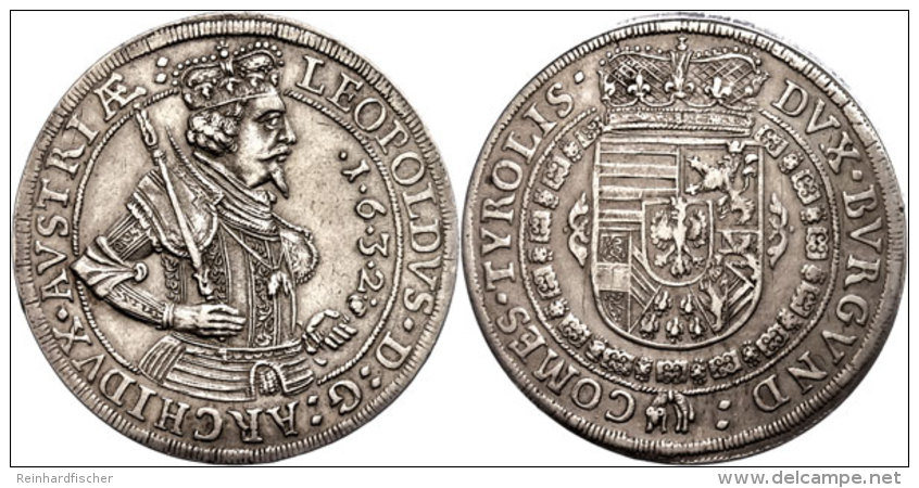 Taler, 1632, Leopold V., Dav. 3338, Ss-vz.  Ss-vzThaler, 1632, Leopold V., Dav. 3338, Very Fine To Extremly... - Austria
