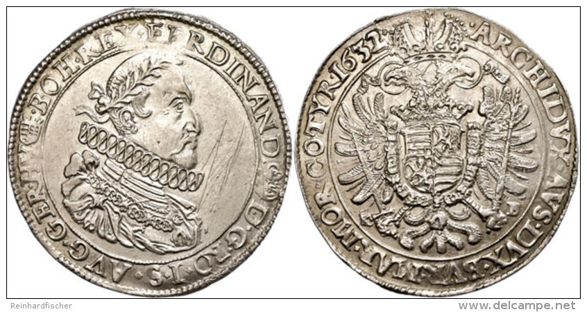 Taler, 1632, Ferdinand II., Kremnitz, Dav. 3129, Kratzer Auf Avers, Vz+.  Thaler, 1632, Ferdinand II.,... - Autriche