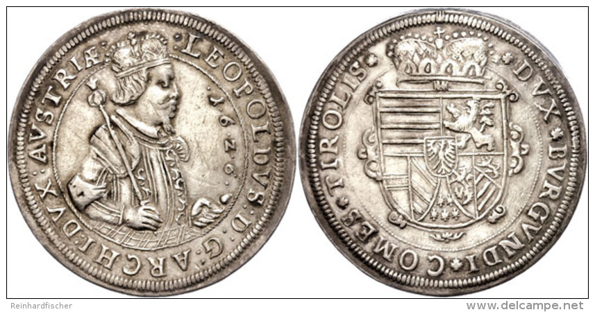 Taler, 1626, Leopold, Hall, Fassungsspuren, Rand Teilweise Bearbeitet, Ss.  SsThaler, 1626, Leopold, Hall,... - Oesterreich