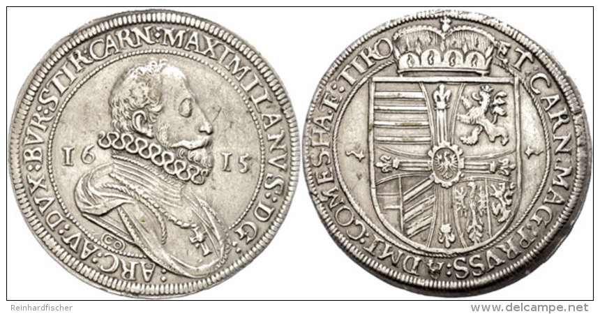 Taler, 1615, Maximilian III., Hall, Dav. 3321A, Ss.  SsThaler, 1615, Maximilian III., Hall, Dav. 3321A, Very... - Autriche