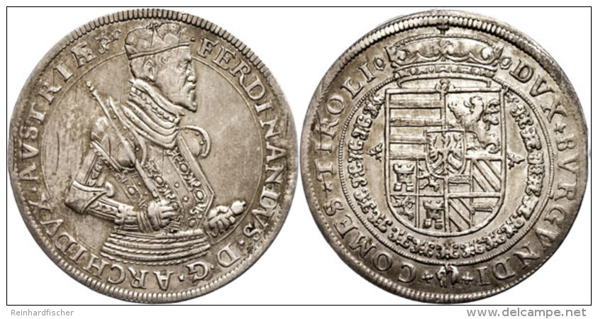 Taler, O.J. (1564-1595), Ferdinand II., Hall, Ss+.  Thaler, O. J. (1564-1595), Ferdinand II., Hall, Very Fine. - Autriche