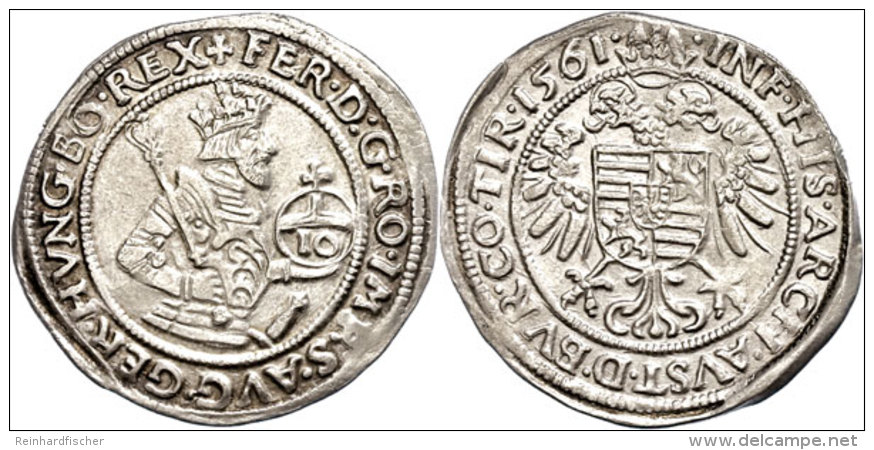 10 Kreuzer, 1561, Ferdinand I., Hall, Vz.  Ss10 Cruiser, 1561, Ferdinand I., Hall, Extremley Fine  Ss - Autriche
