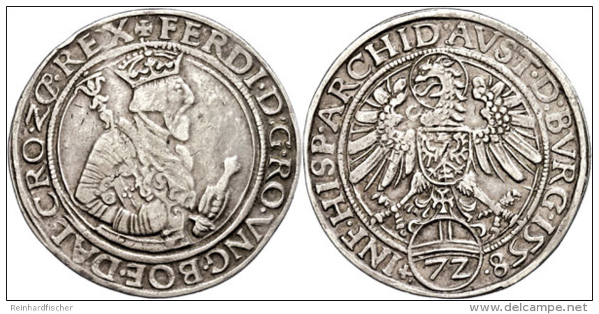 Taler Zu 72 Kreuzer, 1558, Ferdinand I., Hall, Dav. 8027, Ss.  SsThaler To 72 Cruiser, 1558, Ferdinand I.,... - Austria