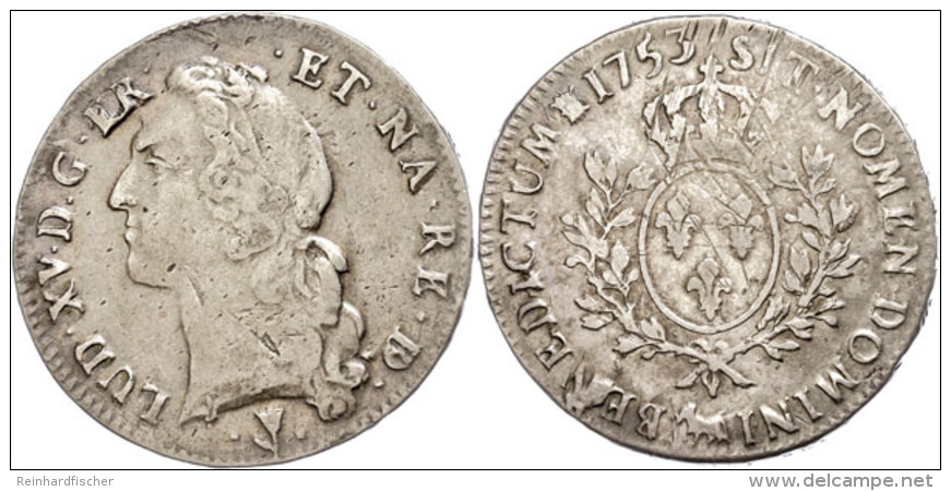Ecu Au Bandeau Du Bearn, 1753, Louis XV., Pau, Grdoury 322a, Justiert, Ss.  SsEuropean Currency Unit Au Bandeau... - Otros & Sin Clasificación