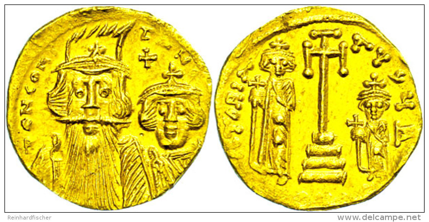 Constans II., 641-668, Solidus (4,29g), Konstantinopel. Av: Die Brustbilder Von Constans II. Und Constantin IV. Von... - Byzantines