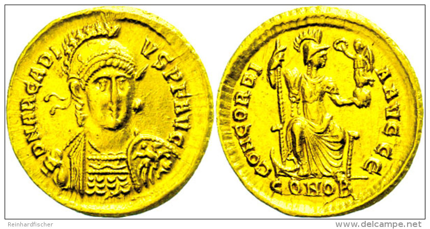 Arcadius, 397-402, Solidus (4,47g), Konstantinopel. Av: Büste Mit Schild Und Speer Von Vorn, Darum Umschrift.... - Autres & Non Classés