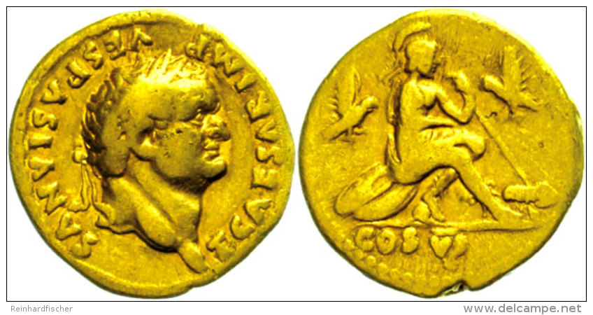 Titus, 69-79, Aureus (7,12g), Rom. Av: Kopf Nach Rechts, Darum Umschrift. Rev: Auf Schilden Sitzende Roma Mit Lanze... - Autres & Non Classés