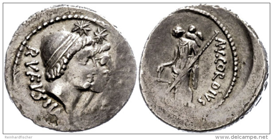 Mn. Cordius Rufus, Denar (3,99g), 46 V. Chr., Rom. Av: Dioskurenköpfe Nach Rechts, Darüber Sterne,... - Republic (280 BC To 27 BC)