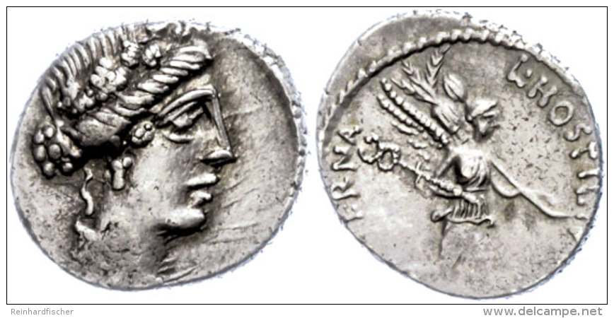 L. Hostilius Saserna, Denar (3,91g), 48 V. Chr., Rom. Av: Weiblicher Kopf Nach Rechts. Rev: Victoria Mit... - Republic (280 BC To 27 BC)