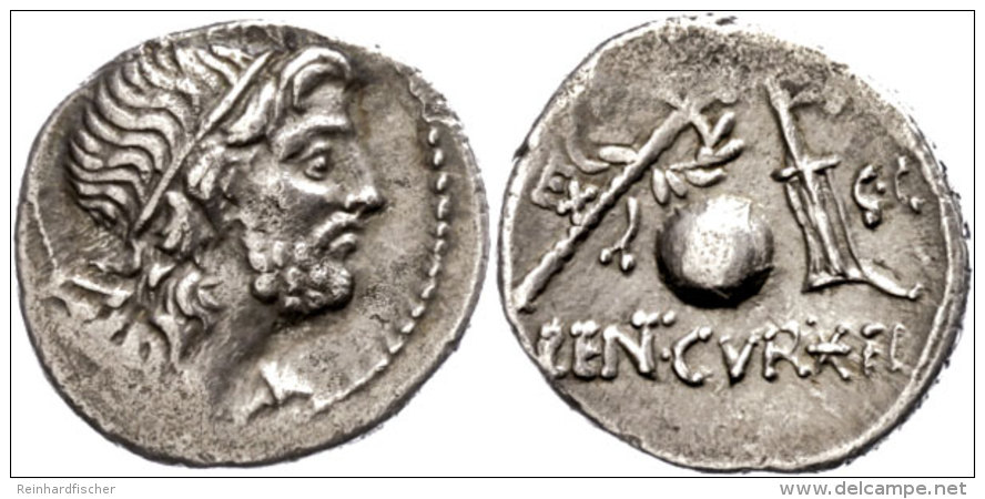 Cn. Cornelius Lentulus Marcellinus, Denar (3,62g), 76/75 V. Chr., Heeresmzst. Av: Kopf Des Genius Populi Romani Mit... - Röm. Republik (-280 / -27)