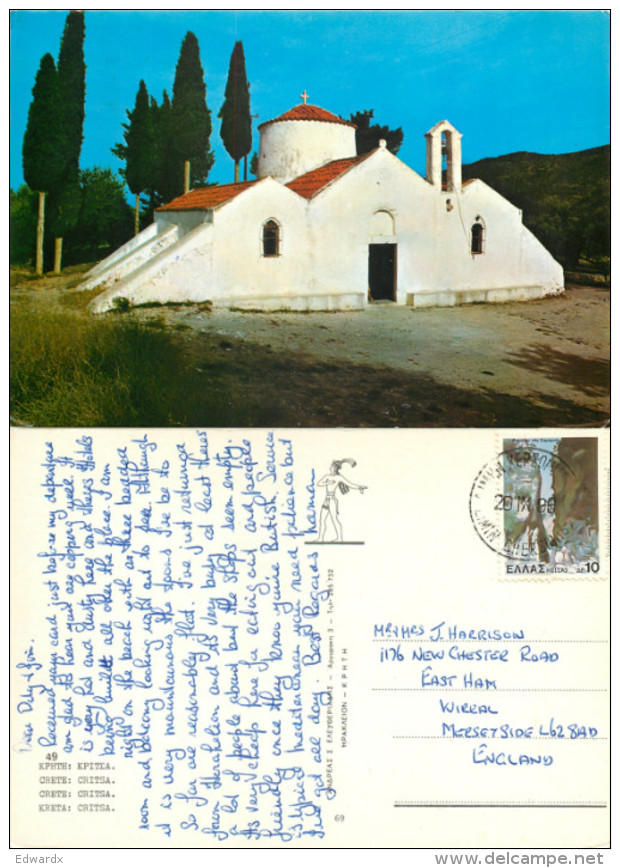 Critsa, Crete, Greece Postcard Posted 1980 Stamp - Griekenland