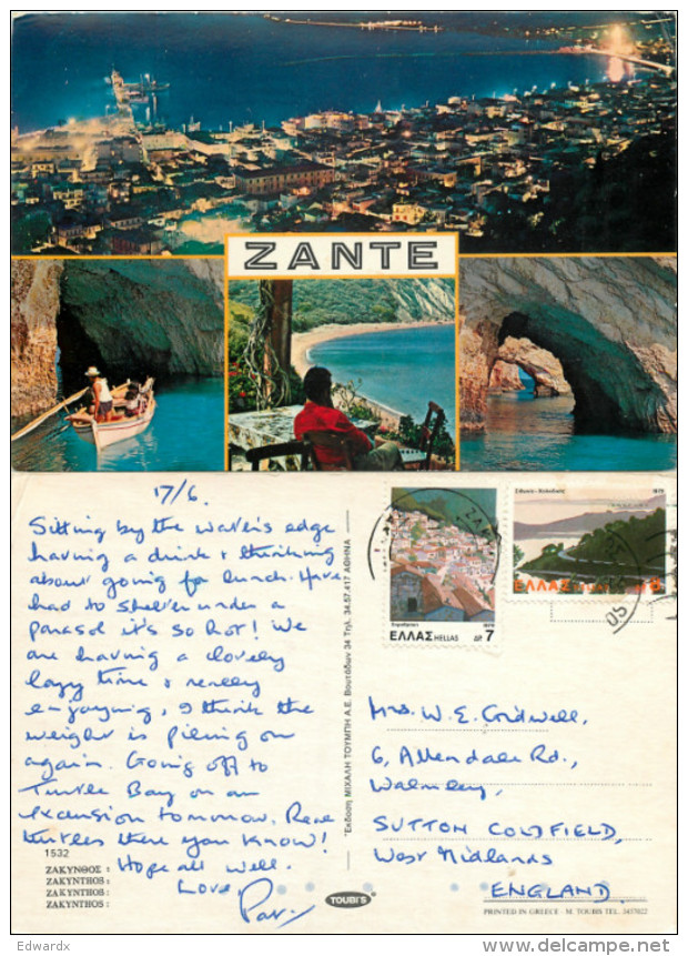 Zakynthos, Greece Postcard Posted 1979 Stamp - Grecia