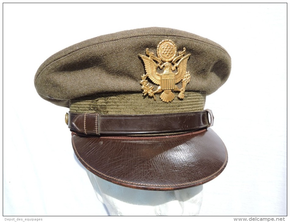 U.S.A. : SUPERBE CASQUETTE OFFICIER W.W.2  ........... - Headpieces, Headdresses